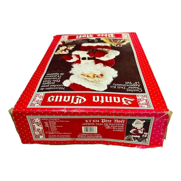 Spinrite Santa Doll Kit 14 inch Tall Crochet Yarn Complete Xmas Vintage New - Picture 8 of 14